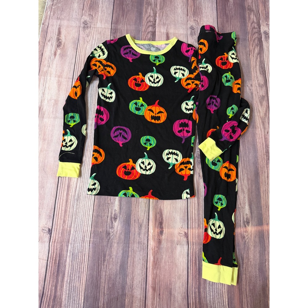 Hyde and EEK Boutique Kids 14 Halloween Glow Pumpkin Pajama Set Black